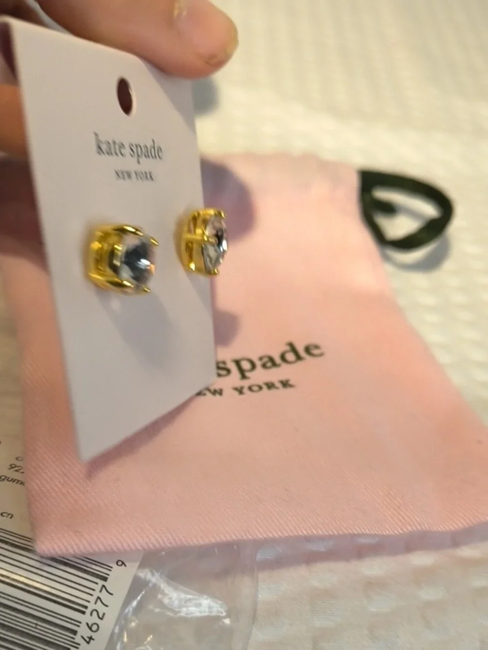 kate spade gold-tone crystal Gumdrop Clear stud earrings with Dustbag